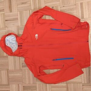 The North Face Men's Red/Orange Performance Jacket with Blue Zippers